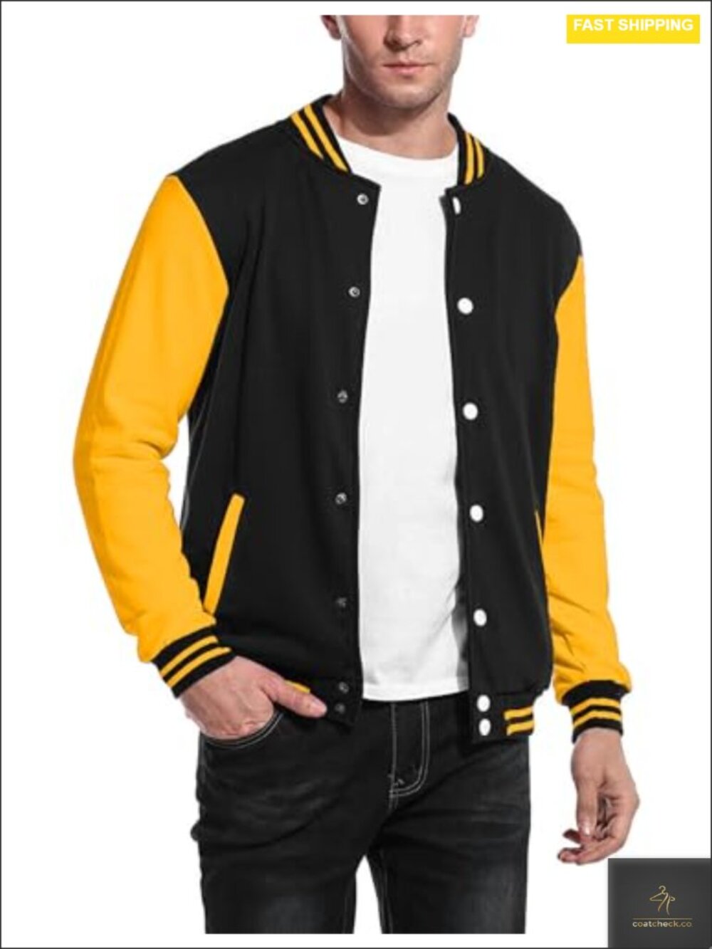 Men's Varsity Jacket Baseball Bomber Letterman Slim Fit Cotton